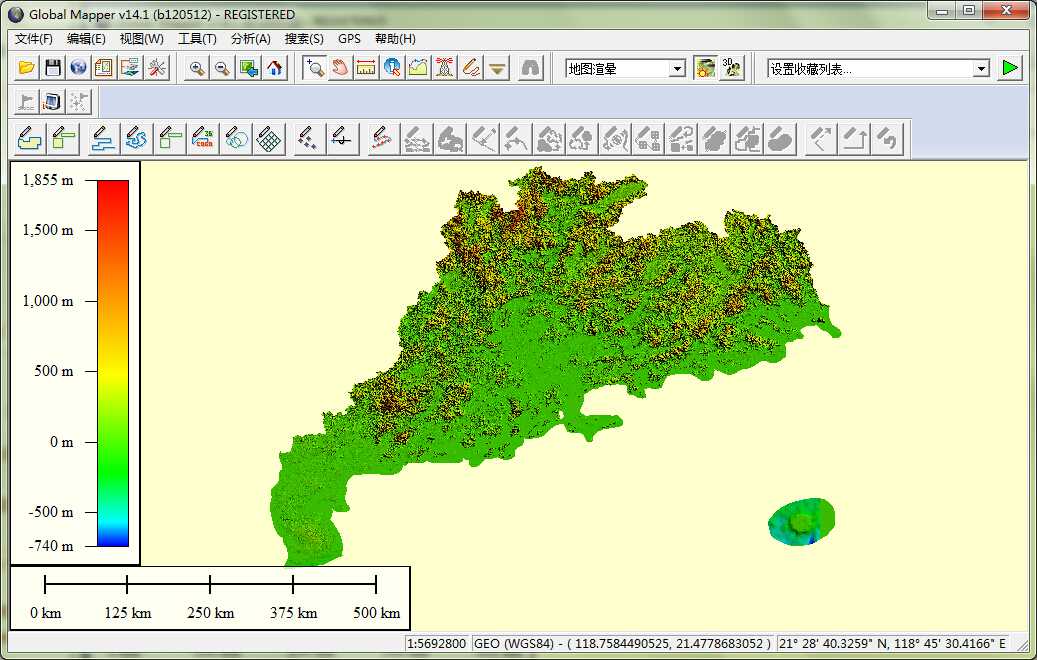 11 The Google Earth elevation DEM data of Guangdong Province is opened in GlobalMapper.jpg