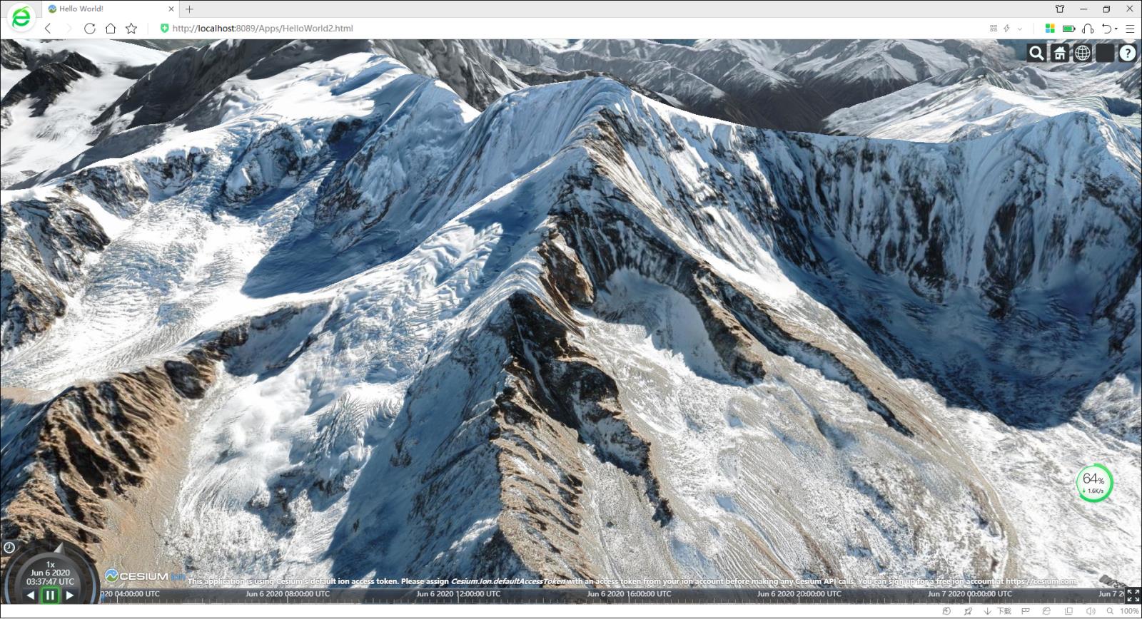 16Cesium离线三维地球中的雪山.jpg