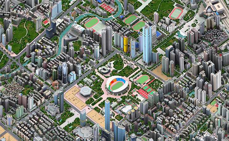 美观的2.5维虚拟城市地图